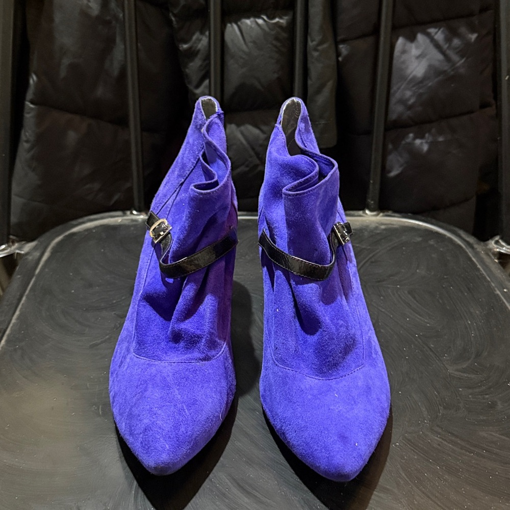 Sigerson Morrison Blue Suede Leather Boots - Picture 2 of 6